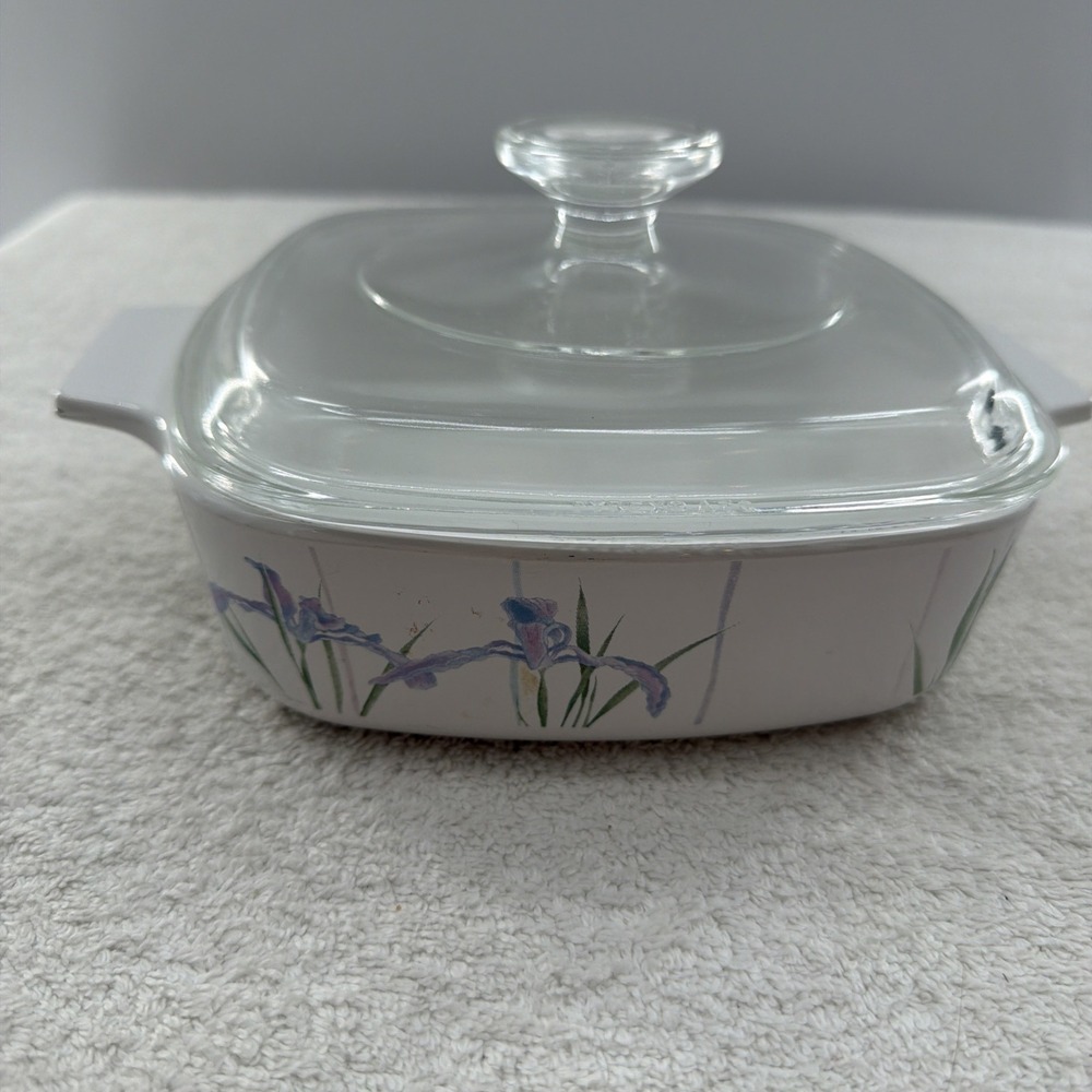 CorningWare Shadow Iris A-1-B Vintage 1 Liter Baking Casserole Dish w A-7-C Lid